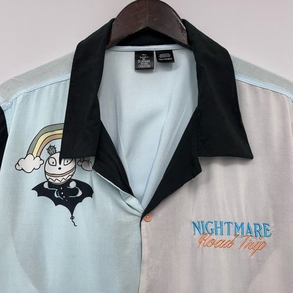 Disney Night Before Christmas Men's Button Front Rayon‎ Blue Shirt Road Trip XXL - Picture 2 of 7